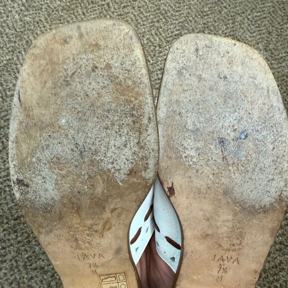 Brighton Womens 7.5 Java Slide Sandals Slip-On White Leather With Bow Western - Picture 14 of 14